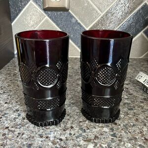 Set of Two Avon Cape Cod Collection Ruby Red Water Goblets